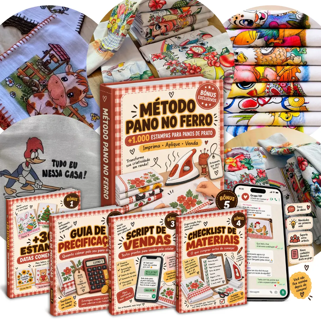 Mockup do Método Pano no Ferro com os bônus inclusos